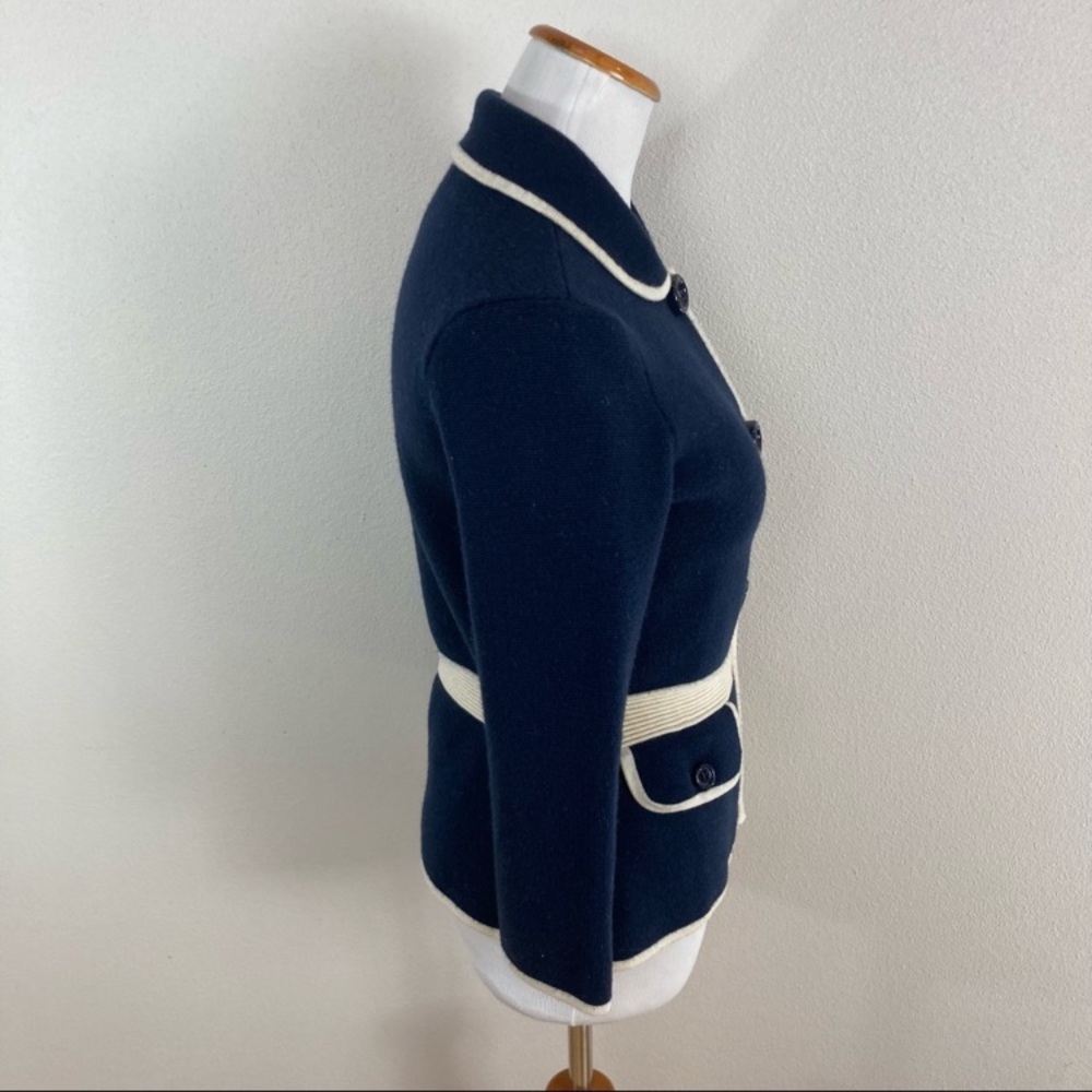 Kate Spade Mayson Sweater Jacket Midnight Blue and Cream Women’s Sz 2 - Picture 5 of 6